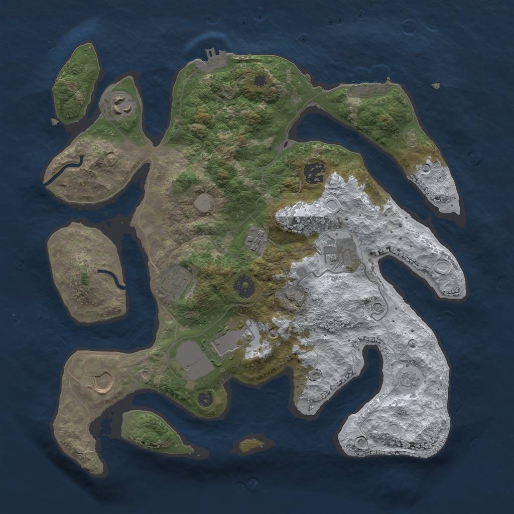 Rust Map: Procedural Map, Size: 3500, Seed: 5909108, 16 Monuments