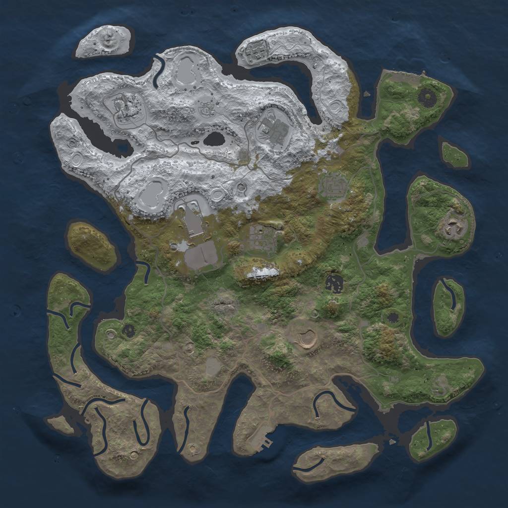 Rust Map: Procedural Map, Size: 4000, Seed: 643346, 18 Monuments