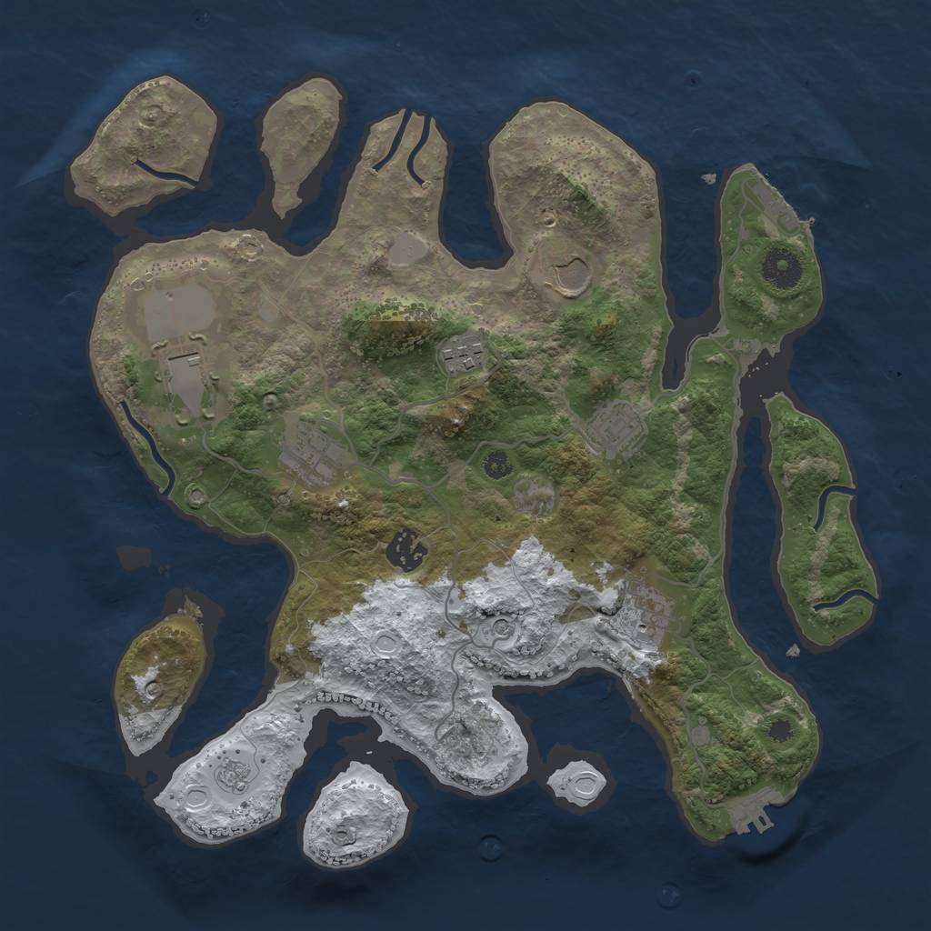 Rust Map: Procedural Map, Size: 3500, Seed: 933486, 16 Monuments