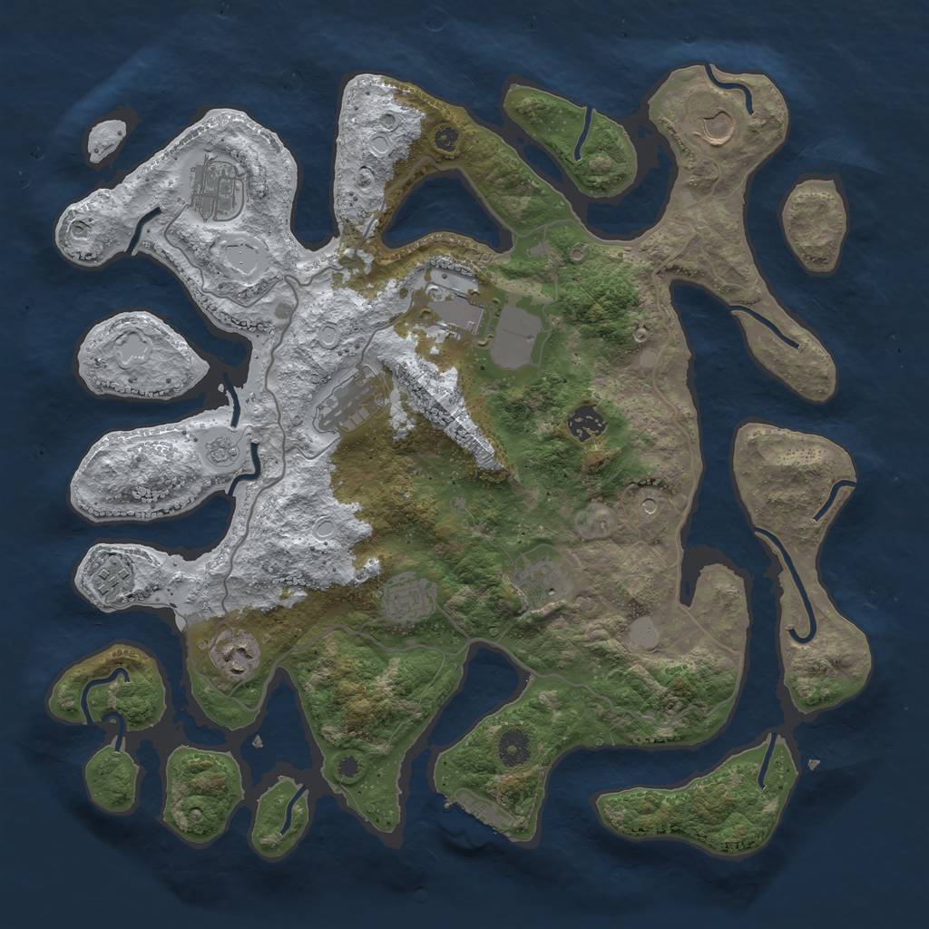 Rust Map: Procedural Map, Size: 4000, Seed: 556603658, 17 Monuments