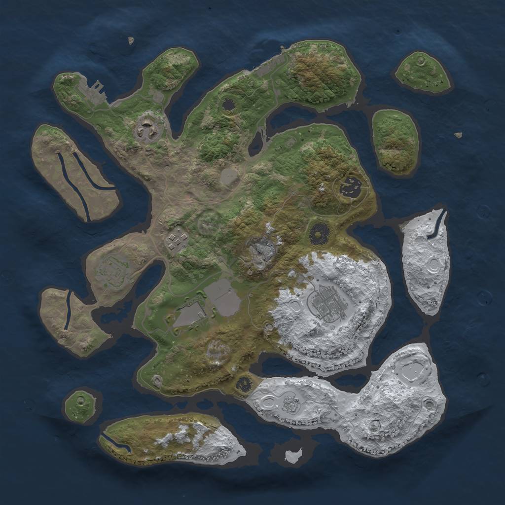 Rust Map: Procedural Map, Size: 3500, Seed: 4197194, 14 Monuments