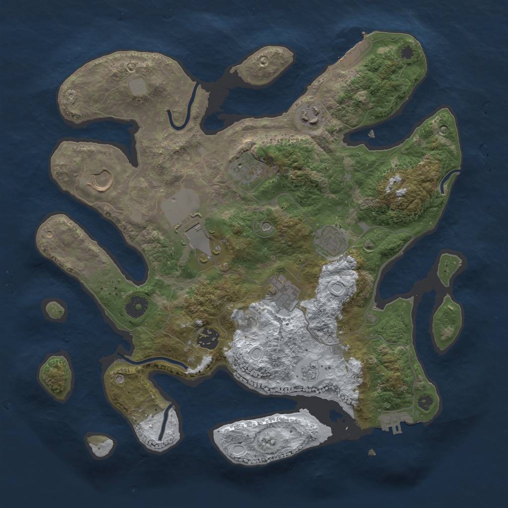Rust Map: Procedural Map, Size: 3500, Seed: 3794221, 16 Monuments
