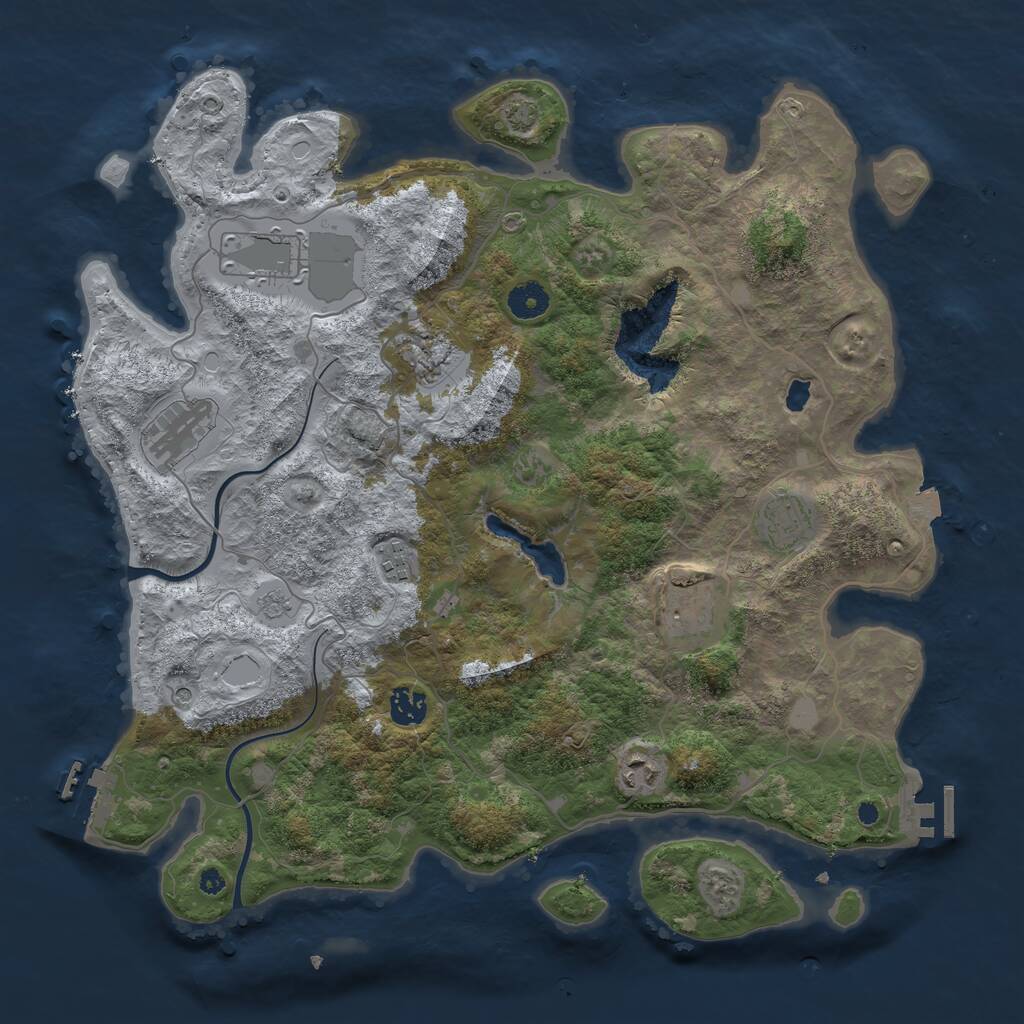 Rust Map: Procedural Map, Size: 4000, Seed: 409720532, 14 Monuments