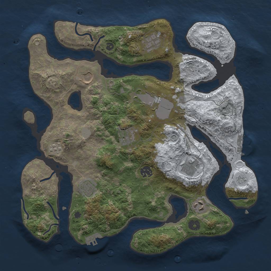 Rust Map: Procedural Map, Size: 3500, Seed: 3968352, 18 Monuments