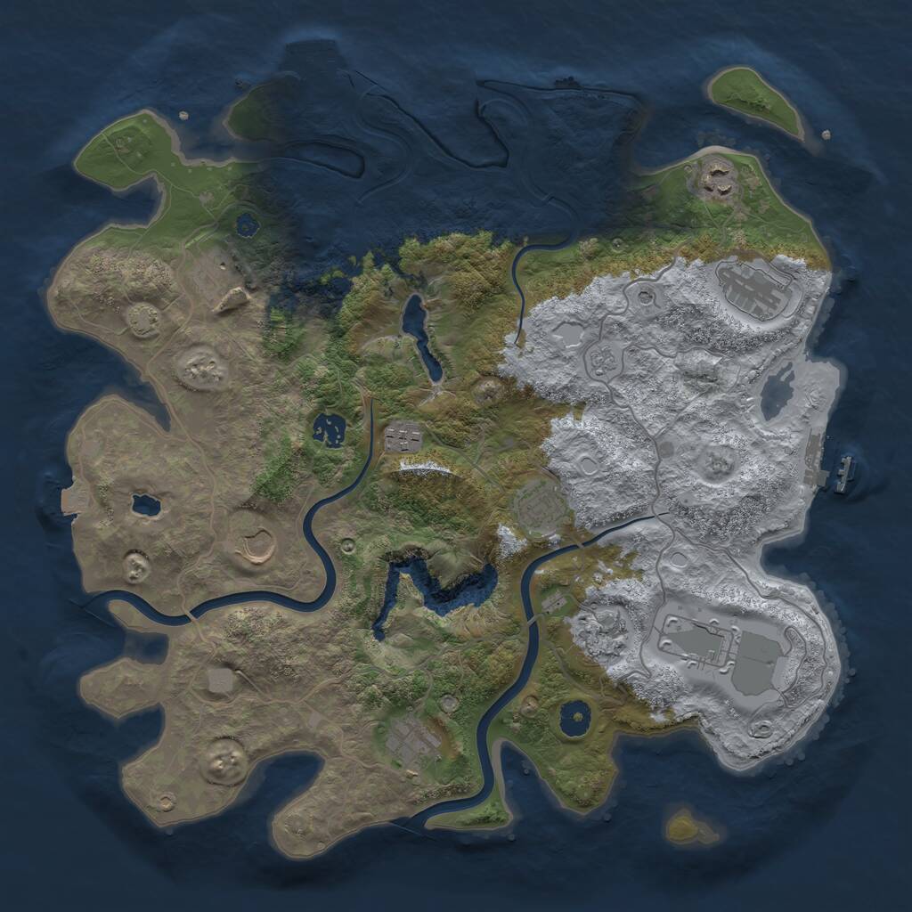 Rust Map: Procedural Map, Size: 4000, Seed: 68793, 16 Monuments