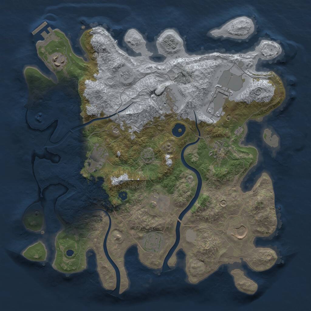 Rust Map: Procedural Map, Size: 3500, Seed: 4798575, 14 Monuments