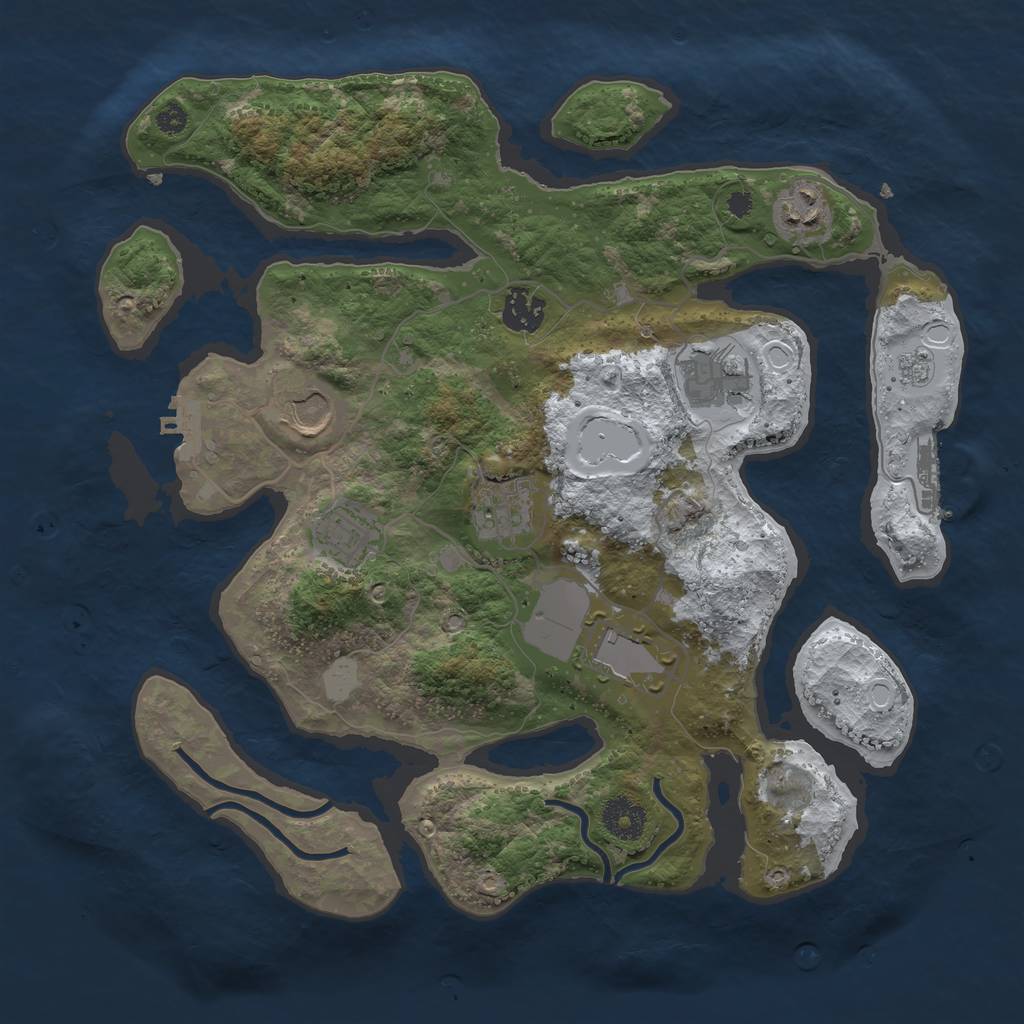 Rust Map: Procedural Map, Size: 3500, Seed: 3845880, 15 Monuments