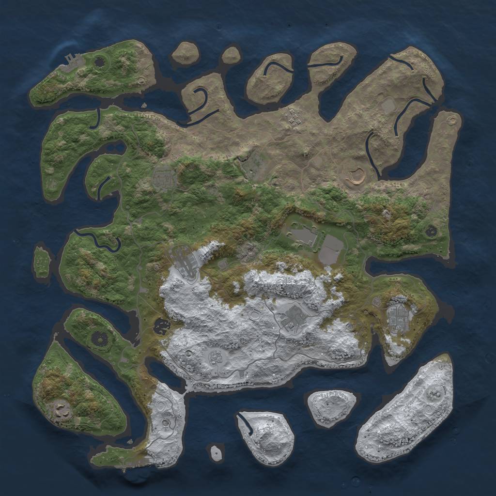 Rust Map: Procedural Map, Size: 4500, Seed: 1713582050, 19 Monuments