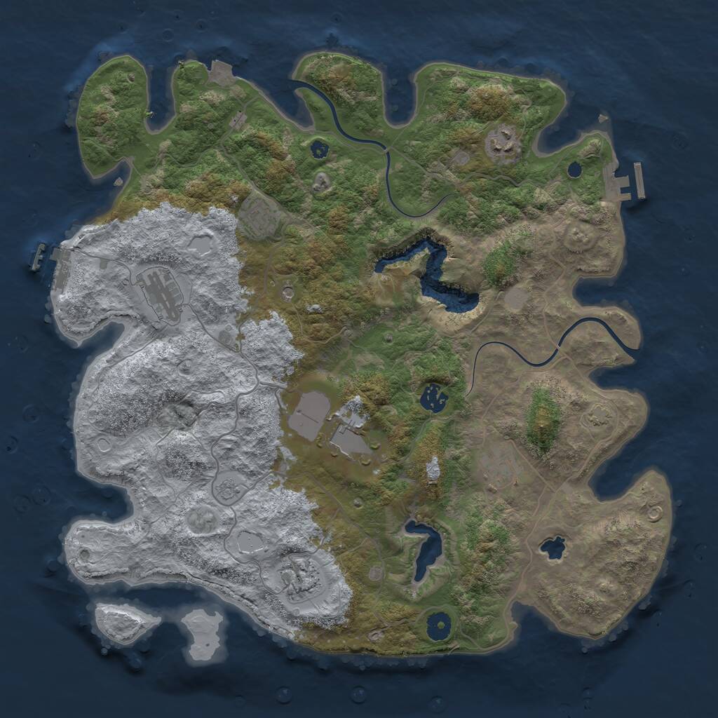 Rust Map: Procedural Map, Size: 4000, Seed: 9623, 13 Monuments