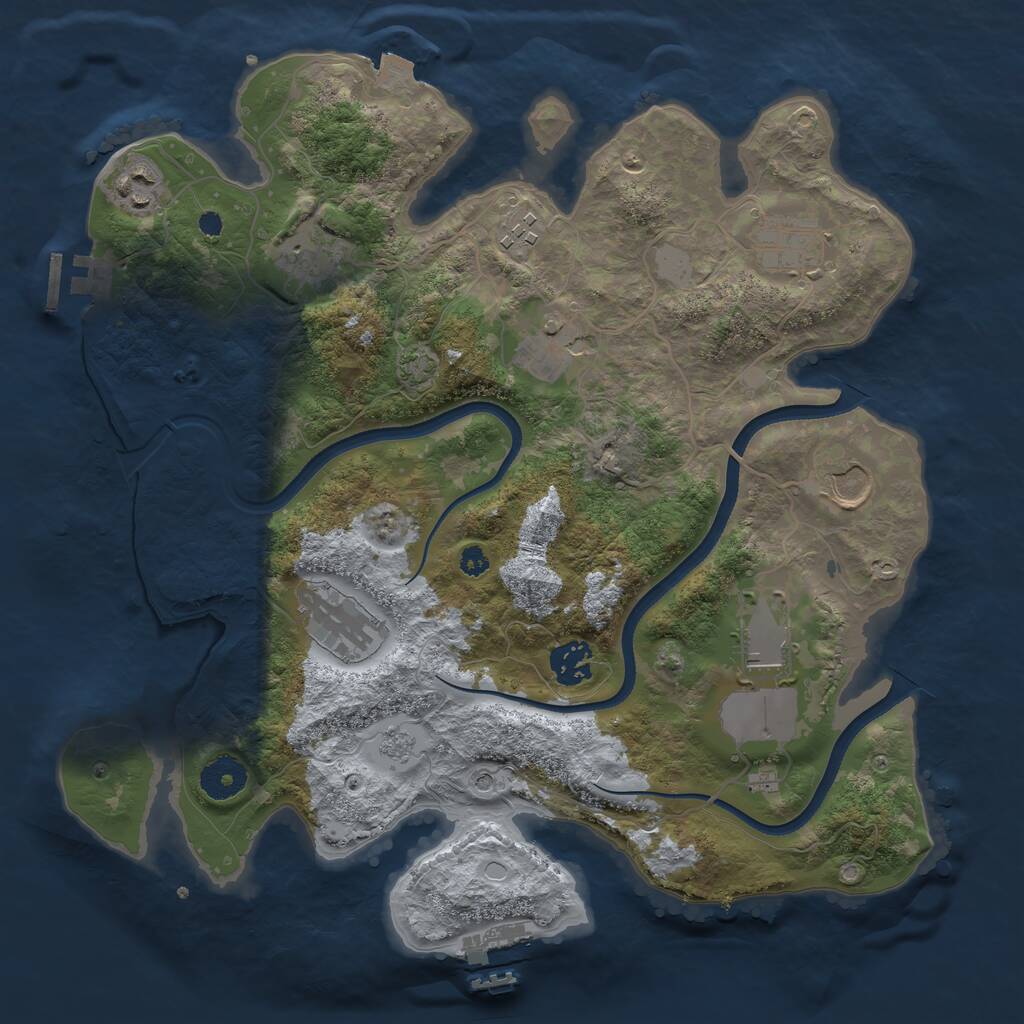 Rust Map: Procedural Map, Size: 3500, Seed: 3837666, 15 Monuments