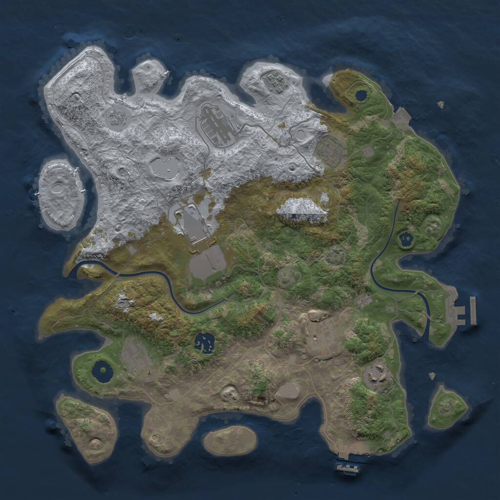 Rust Map: Procedural Map, Size: 3550, Seed: 713205, 13 Monuments