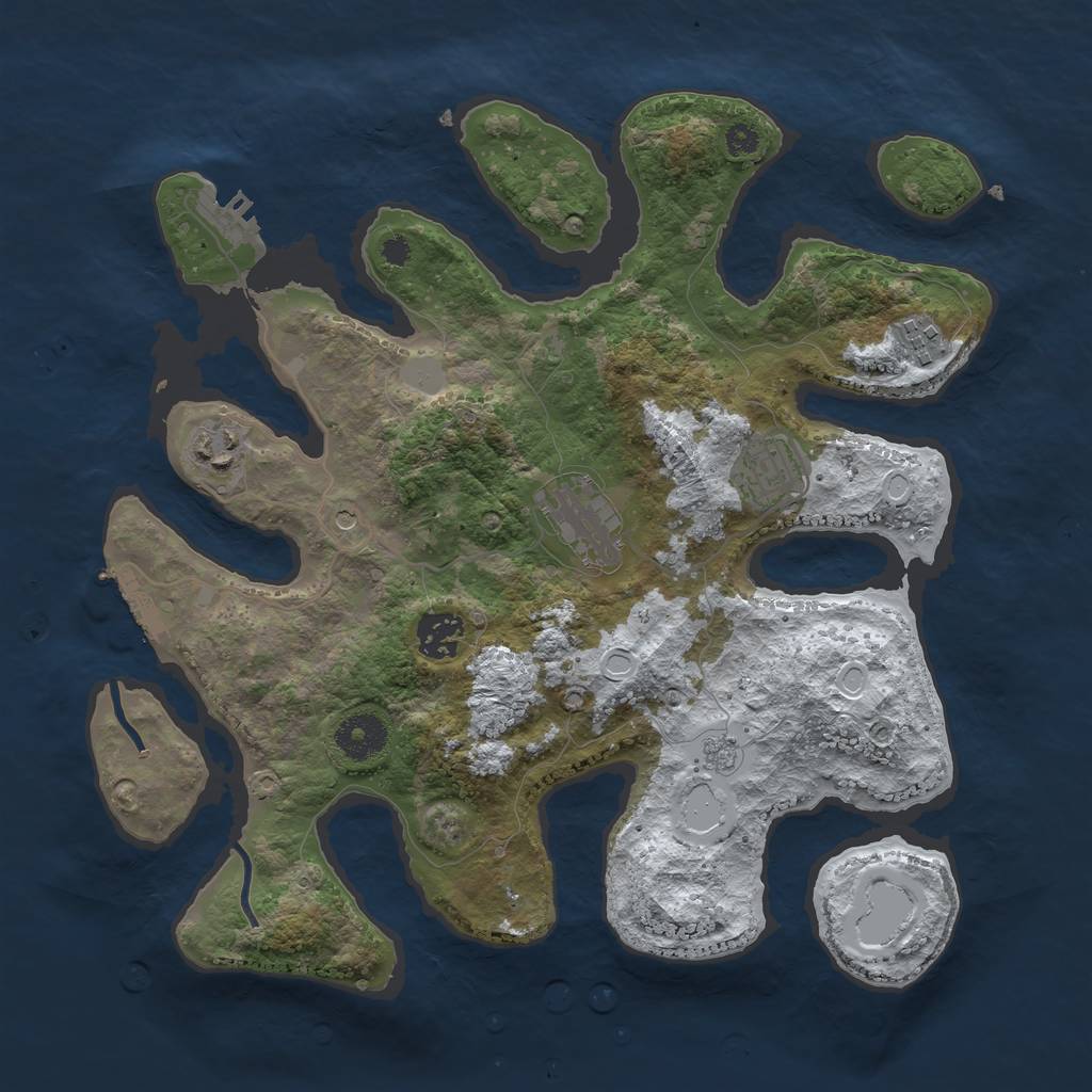 Rust Map: Procedural Map, Size: 3400, Seed: 712372, 14 Monuments