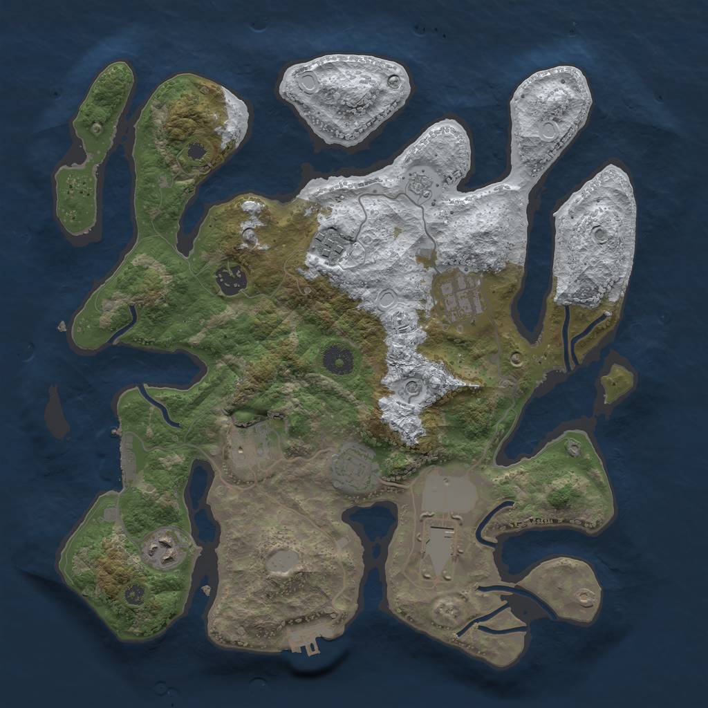 Rust Map: Procedural Map, Size: 3500, Seed: 449572684, 16 Monuments
