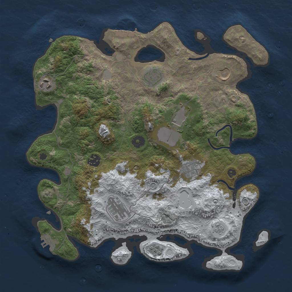 Rust Map: Procedural Map, Size: 3500, Seed: 5554356, 17 Monuments