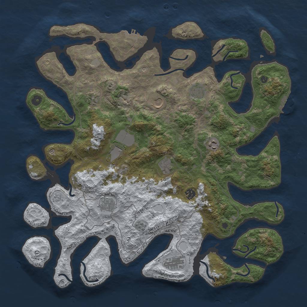 Rust Map: Procedural Map, Size: 4500, Seed: 408578668, 19 Monuments