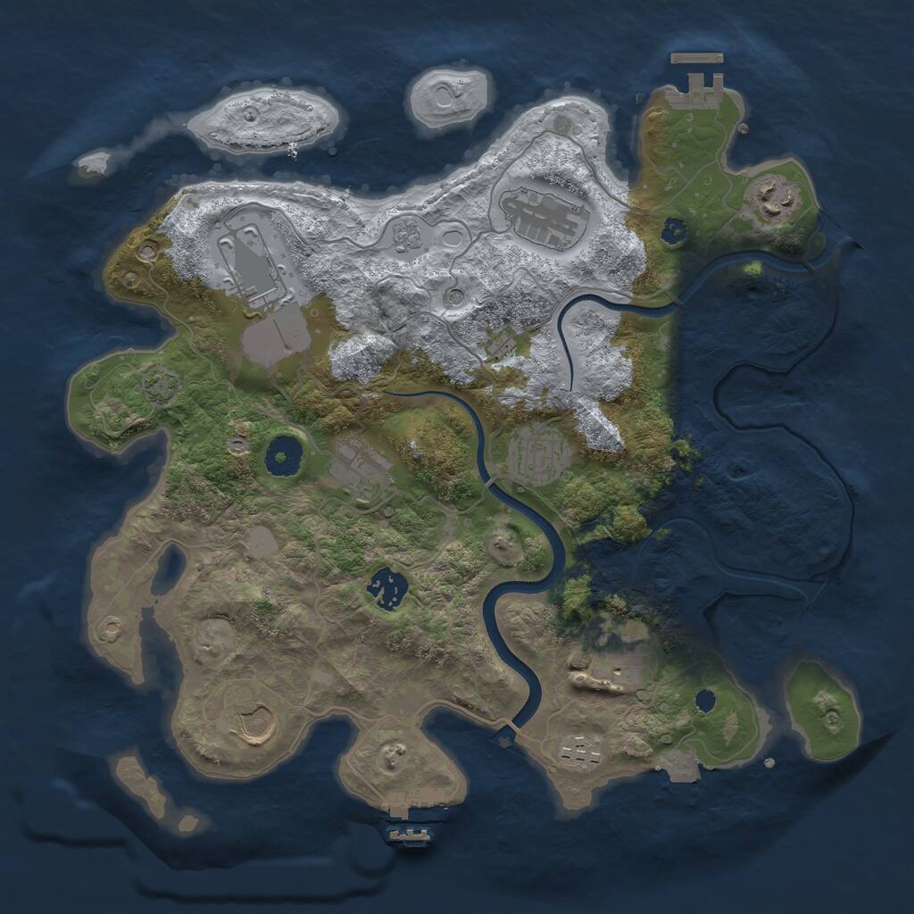 Rust Map: Procedural Map, Size: 3500, Seed: 3418501, 15 Monuments