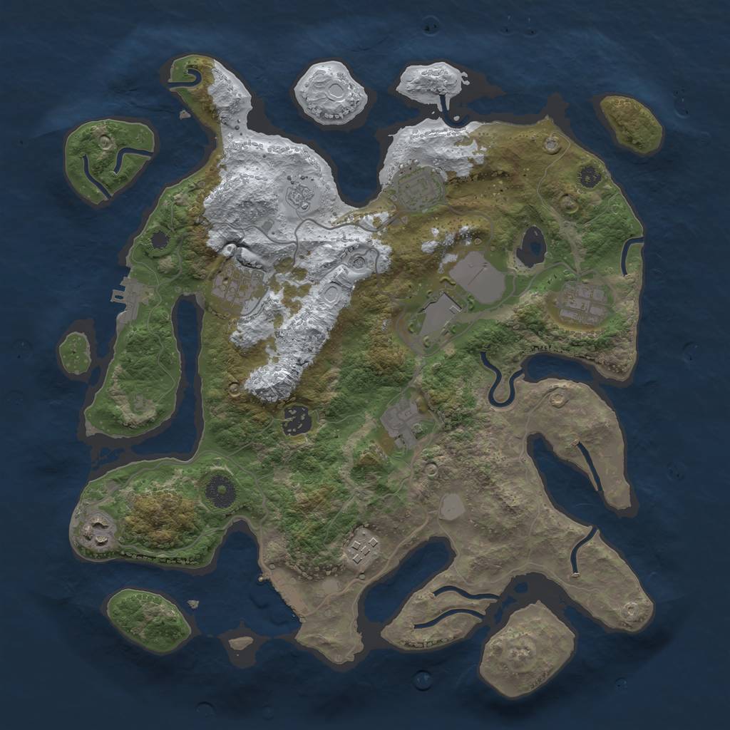 Rust Map: Procedural Map, Size: 3550, Seed: 473350, 17 Monuments