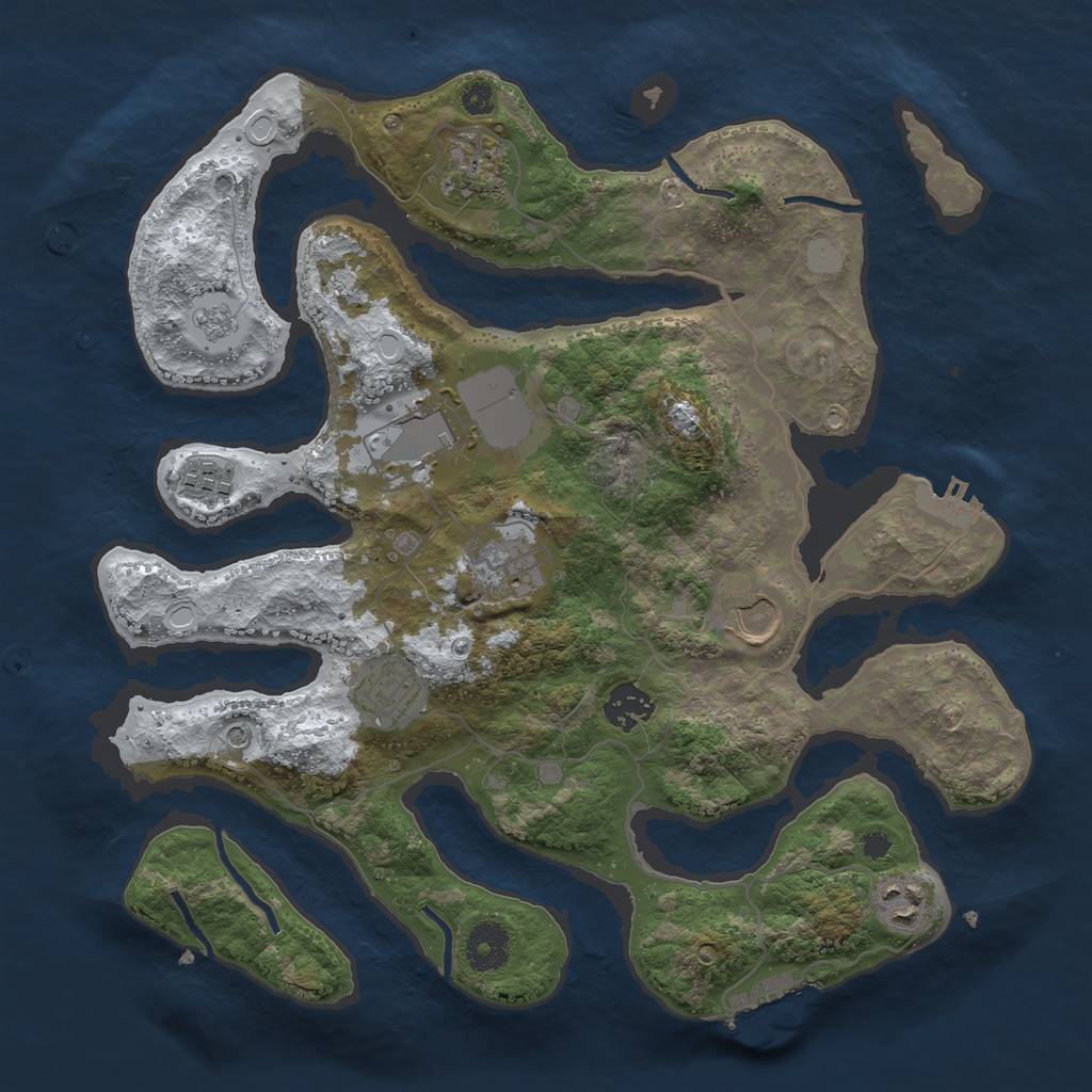 Rust Map: Procedural Map, Size: 3500, Seed: 1976801, 17 Monuments