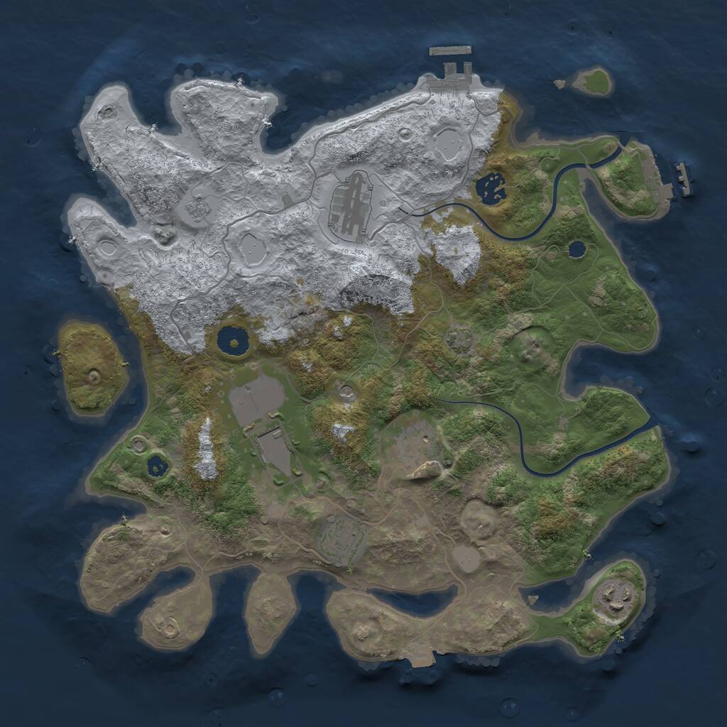 Rust Map: Procedural Map, Size: 3500, Seed: 449860, 12 Monuments