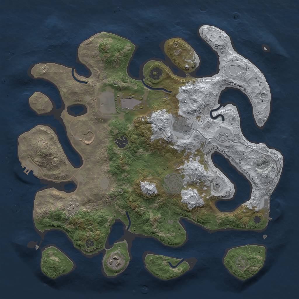 Rust Map: Procedural Map, Size: 3550, Seed: 954744, 16 Monuments