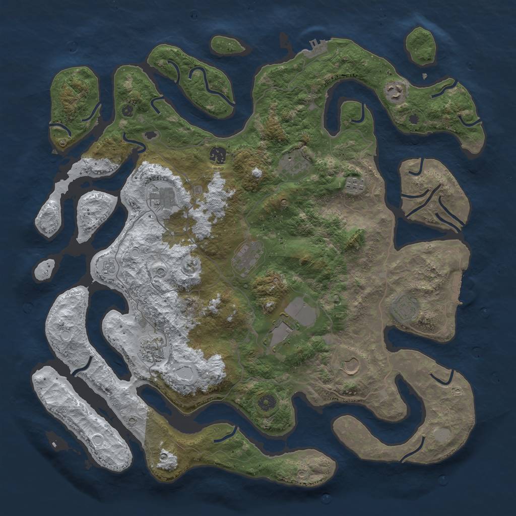 Rust Map: Procedural Map, Size: 4500, Seed: 2547973, 19 Monuments