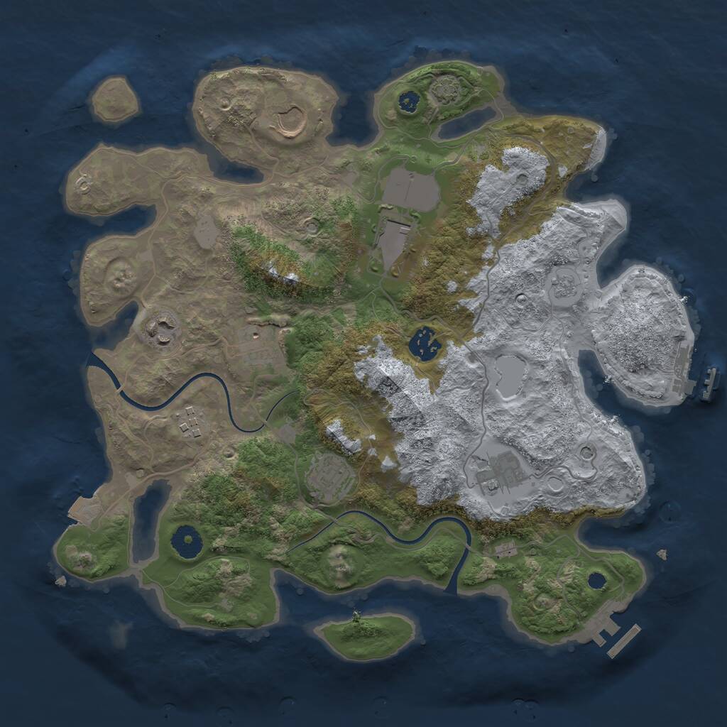 Rust Map: Procedural Map, Size: 3500, Seed: 6338786, 14 Monuments