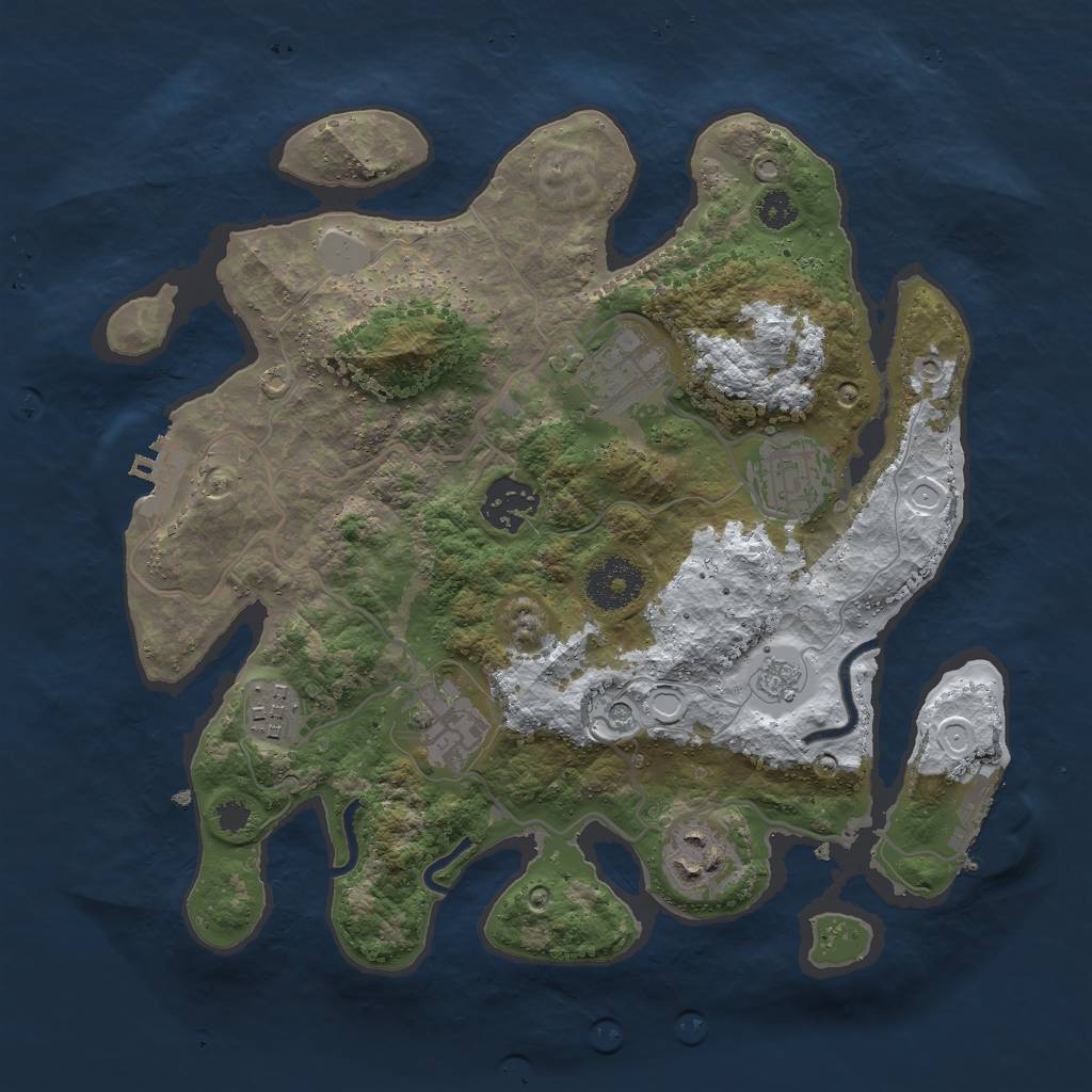 Rust Map: Procedural Map, Size: 3000, Seed: 32823, 15 Monuments