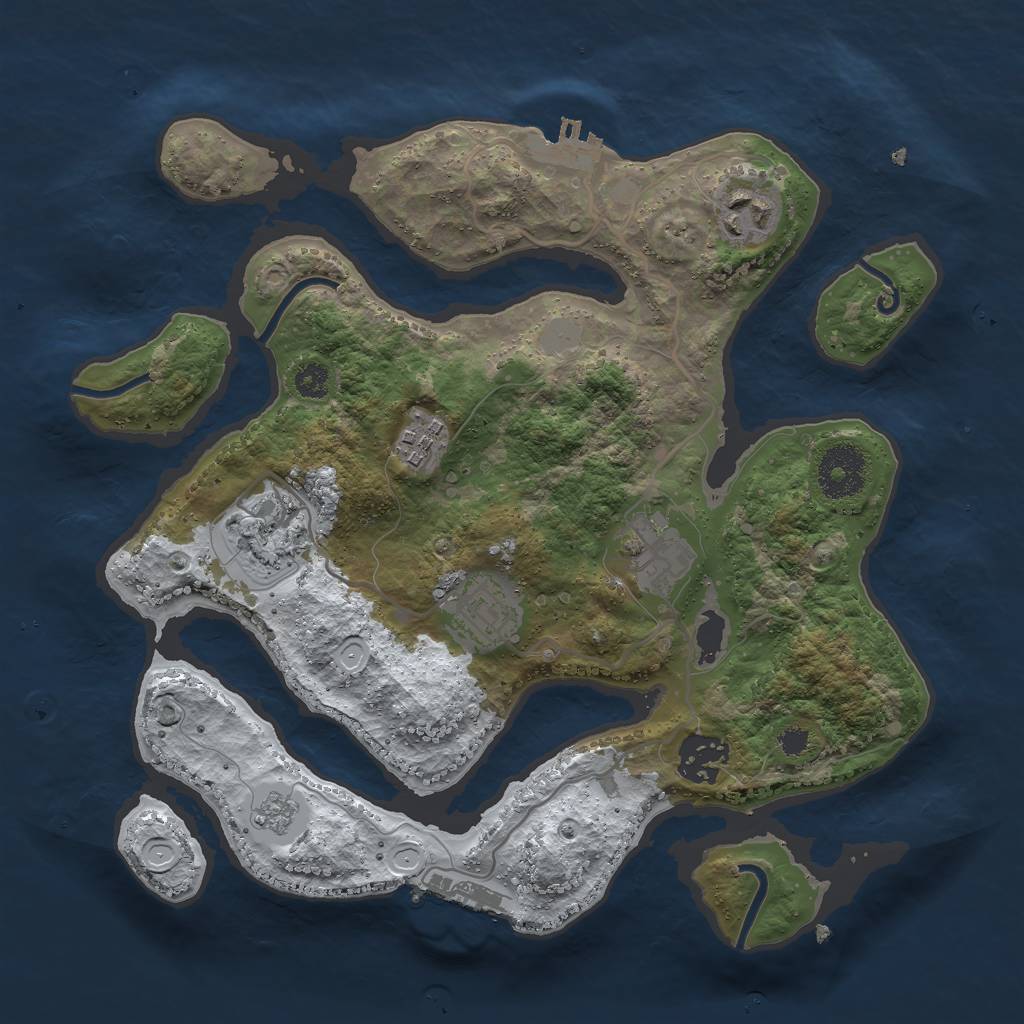 Rust Map: Procedural Map, Size: 3000, Seed: 57900358, 14 Monuments