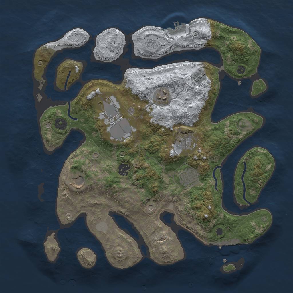 Rust Map: Procedural Map, Size: 3550, Seed: 442150, 16 Monuments