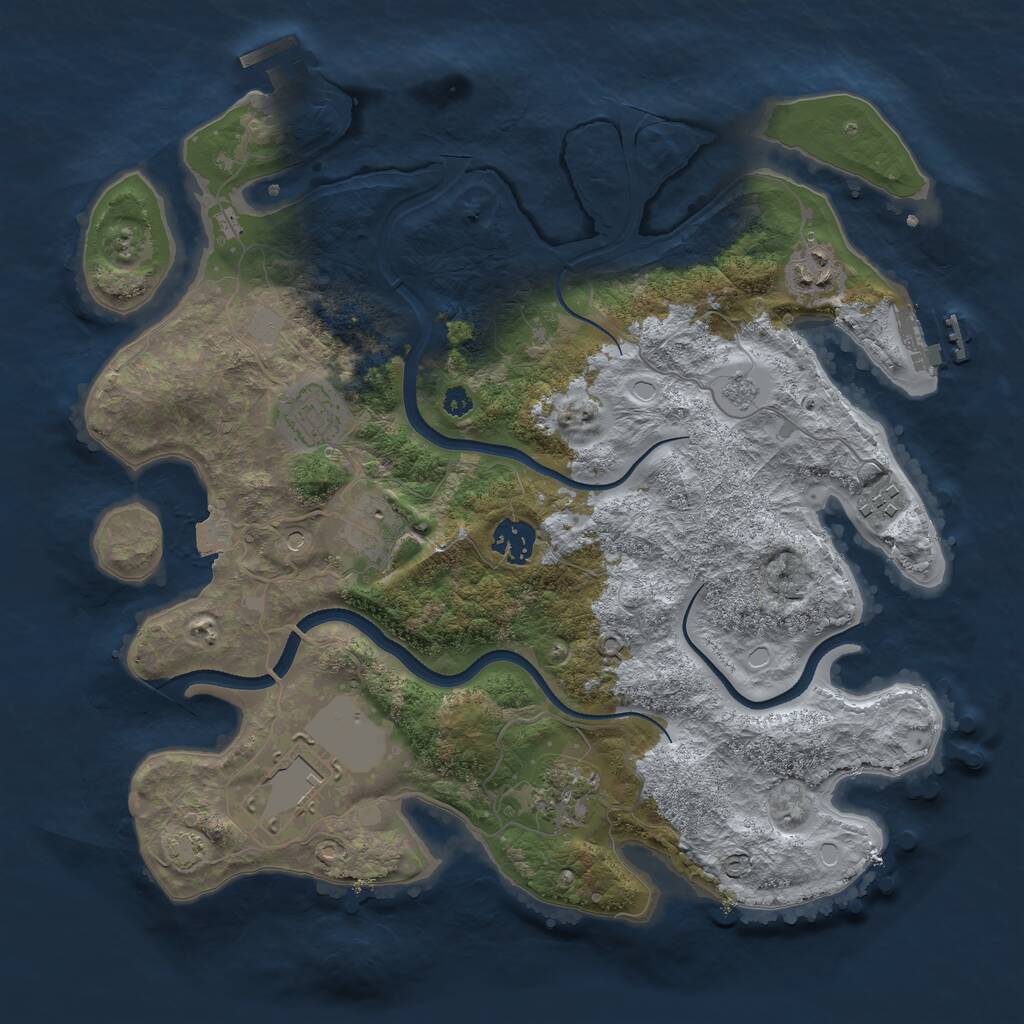 Rust Map: Procedural Map, Size: 3500, Seed: 2699675, 13 Monuments