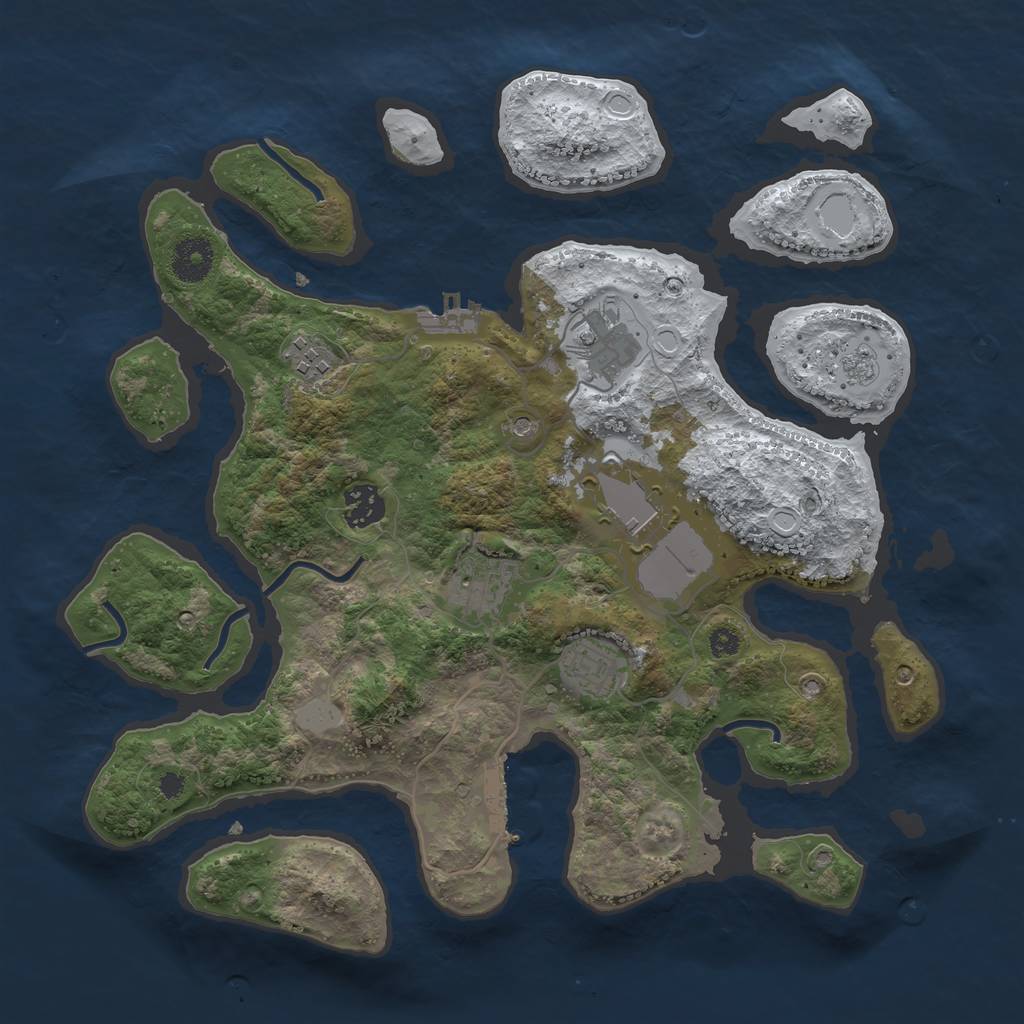 Rust Map: Procedural Map, Size: 3500, Seed: 5520749, 15 Monuments