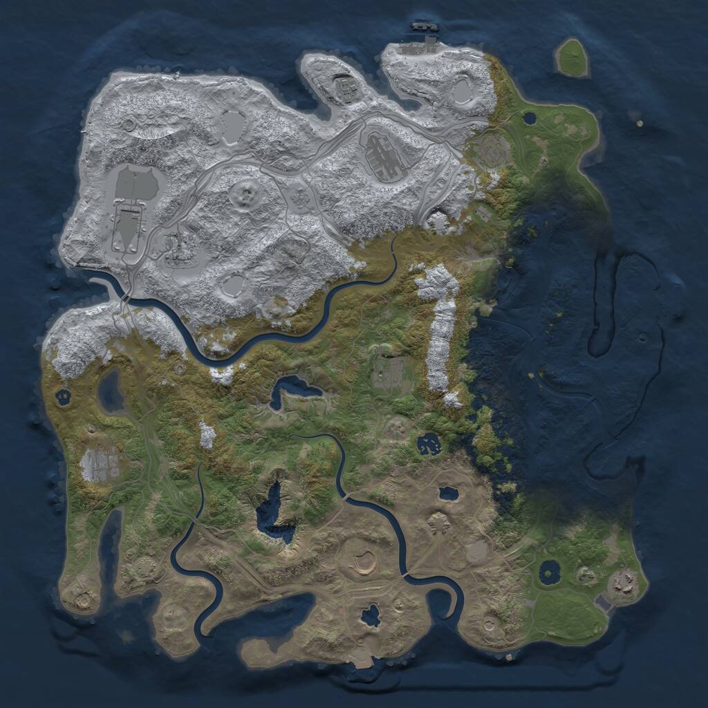 Rust Map: Procedural Map, Size: 4500, Seed: 3952833, 16 Monuments