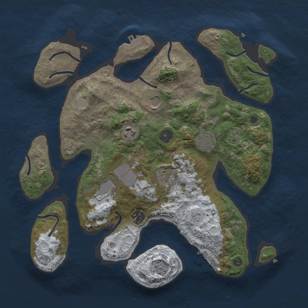 Rust Map: Procedural Map, Size: 3500, Seed: 2542421, 16 Monuments