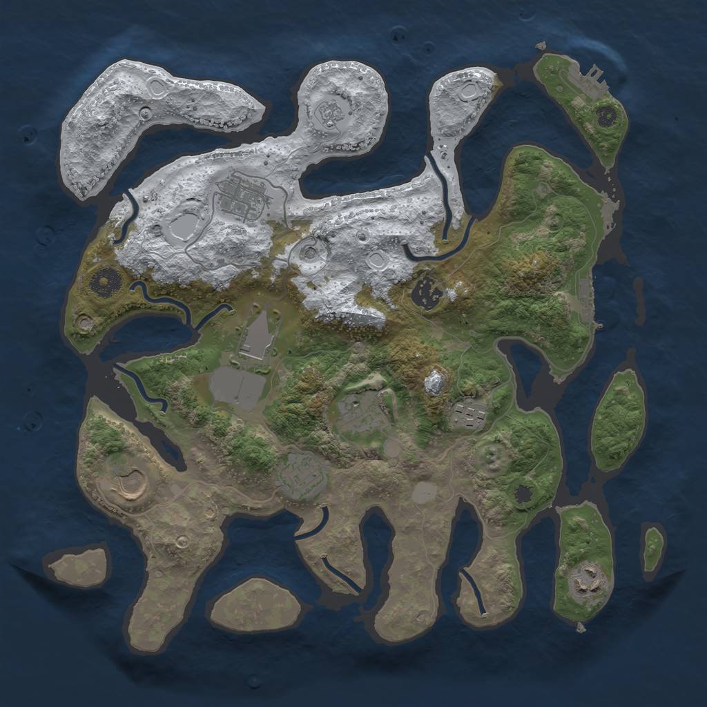 Rust Map: Procedural Map, Size: 3500, Seed: 4430965, 17 Monuments