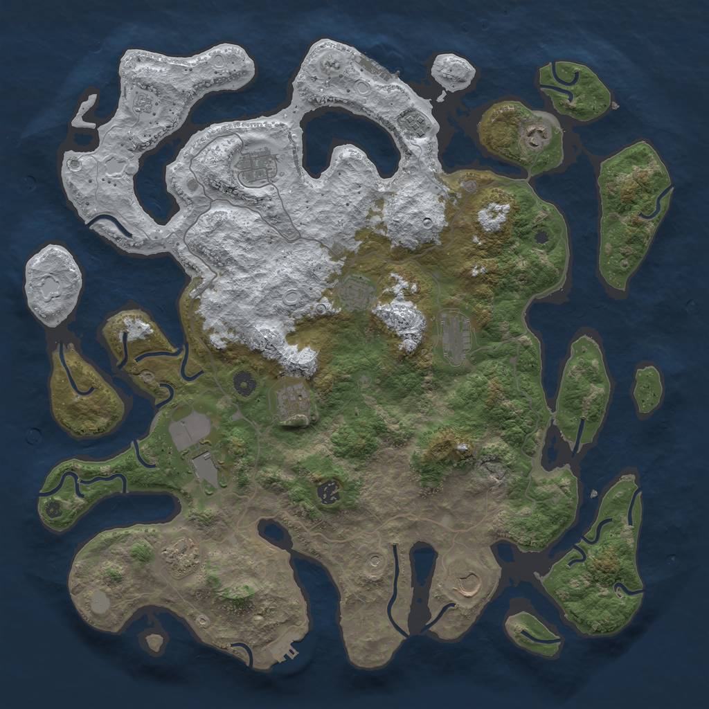 Rust Map: Procedural Map, Size: 4500, Seed: 773706, 19 Monuments