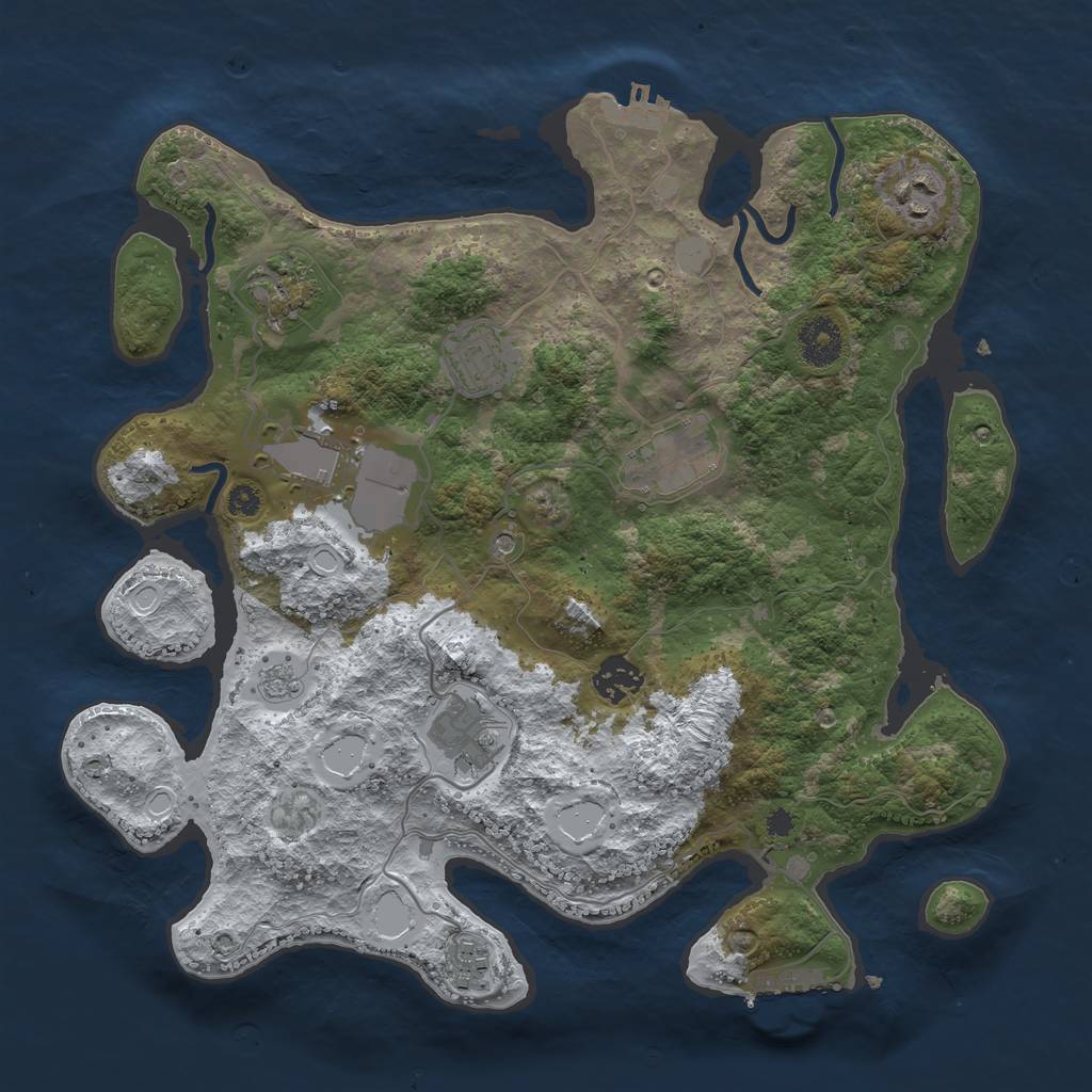 Rust Map: Procedural Map, Size: 3500, Seed: 1812554, 17 Monuments