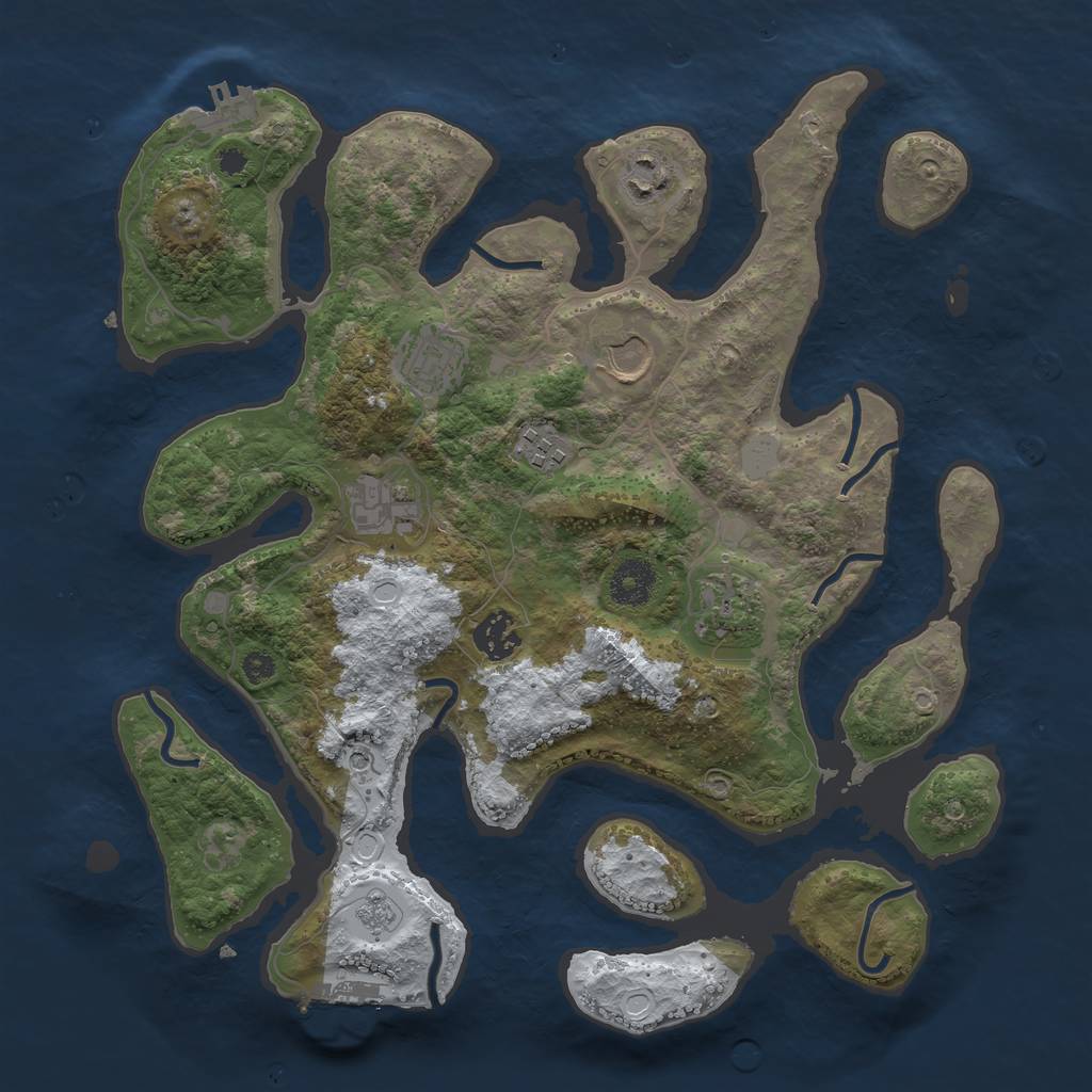 Rust Map: Procedural Map, Size: 3500, Seed: 5629244, 16 Monuments
