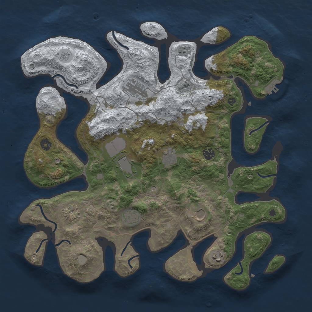 Rust Map: Procedural Map, Size: 4000, Seed: 9281974, 17 Monuments