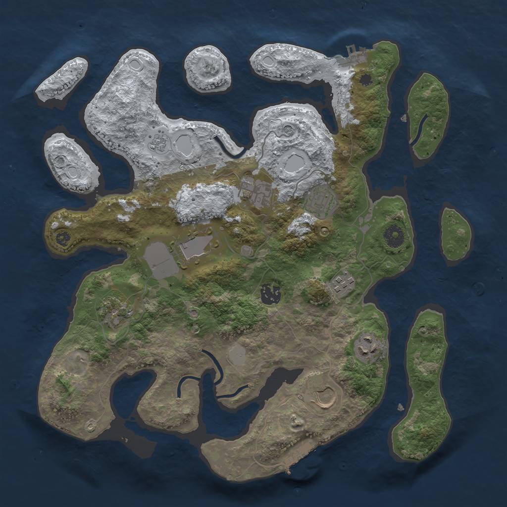 Rust Map: Procedural Map, Size: 3550, Seed: 208608, 17 Monuments