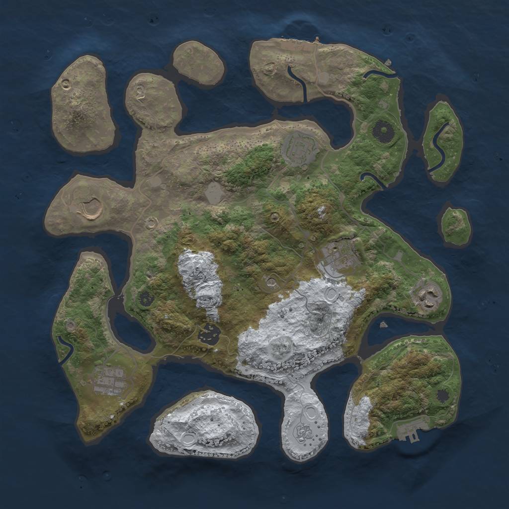 Rust Map: Procedural Map, Size: 3500, Seed: 849255, 15 Monuments