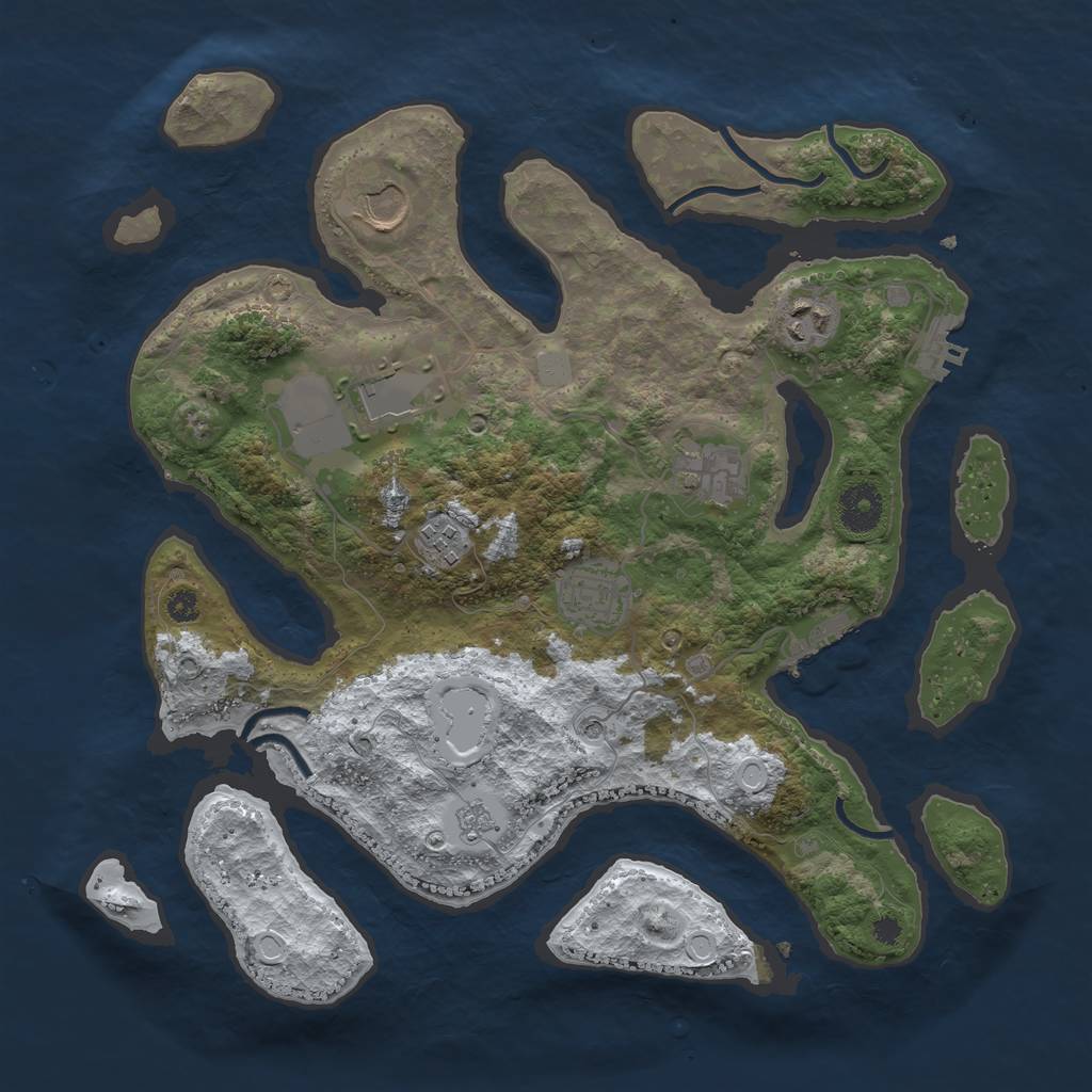 Rust Map: Procedural Map, Size: 3500, Seed: 5663423, 15 Monuments