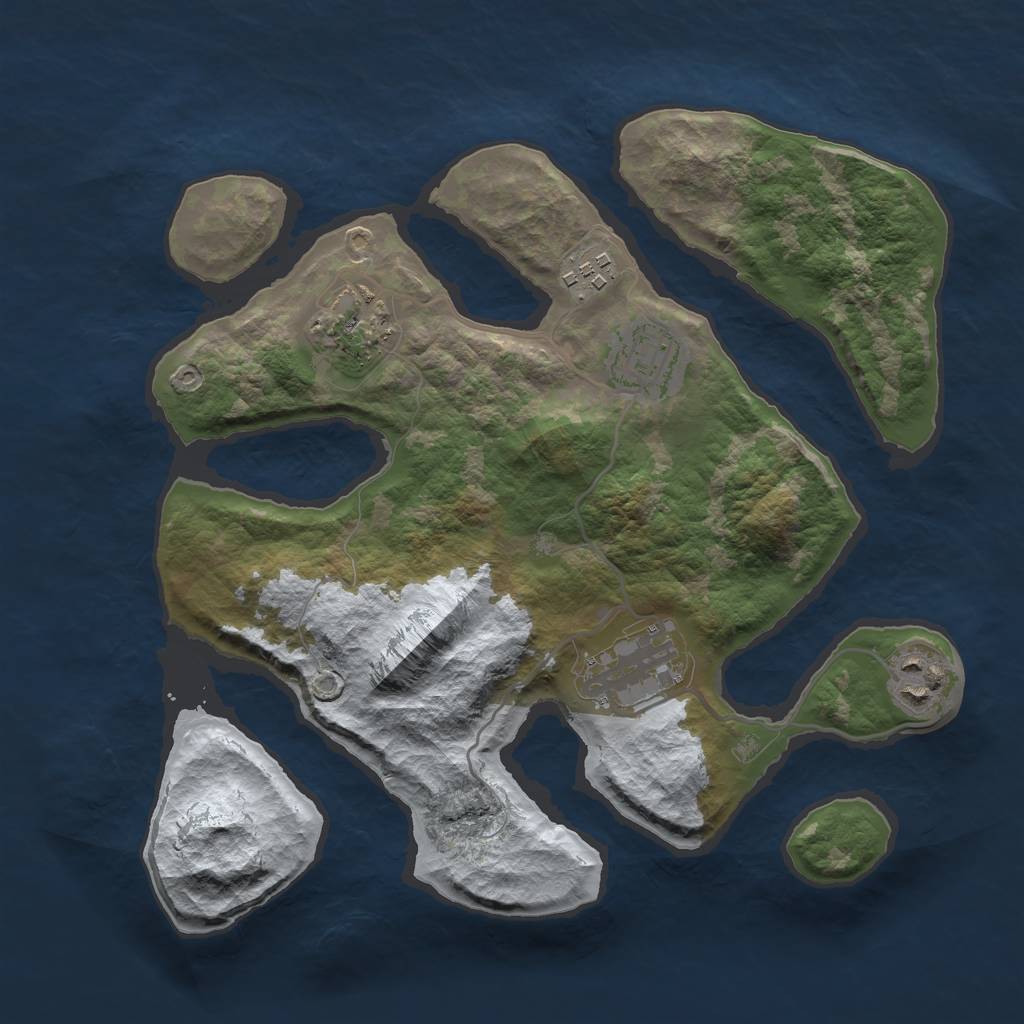 Rust Map: Barren, Size: 3000, Seed: 20201, 7 Monuments