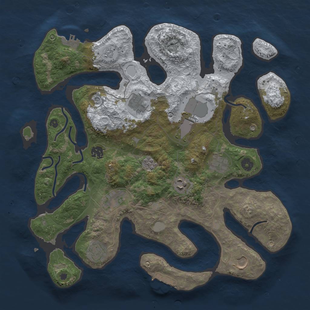 Rust Map: Procedural Map, Size: 3700, Seed: 125468, 18 Monuments