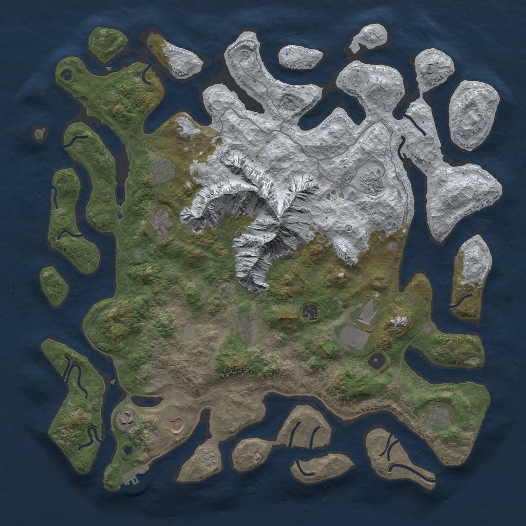 Rust Map: Procedural Map, Size: 5000, Seed: 777, 18 Monuments