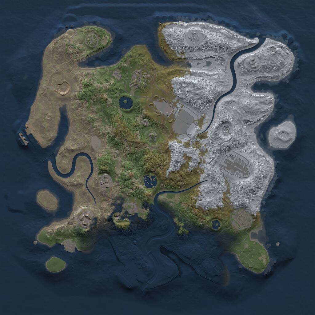 Rust Map: Procedural Map, Size: 3500, Seed: 1673497, 15 Monuments