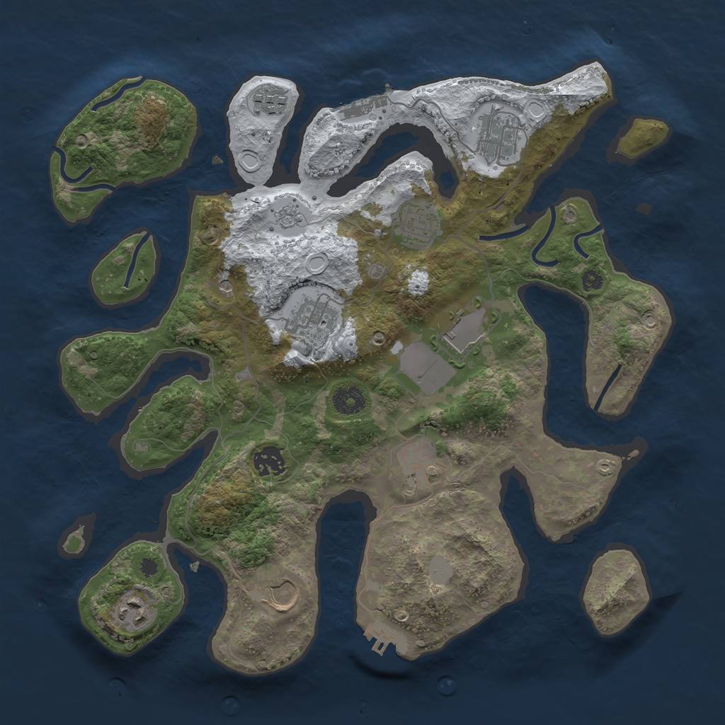 Rust Map: Procedural Map, Size: 3500, Seed: 3357823, 18 Monuments