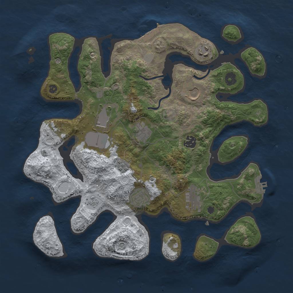 Rust Map: Procedural Map, Size: 3500, Seed: 1784322, 17 Monuments