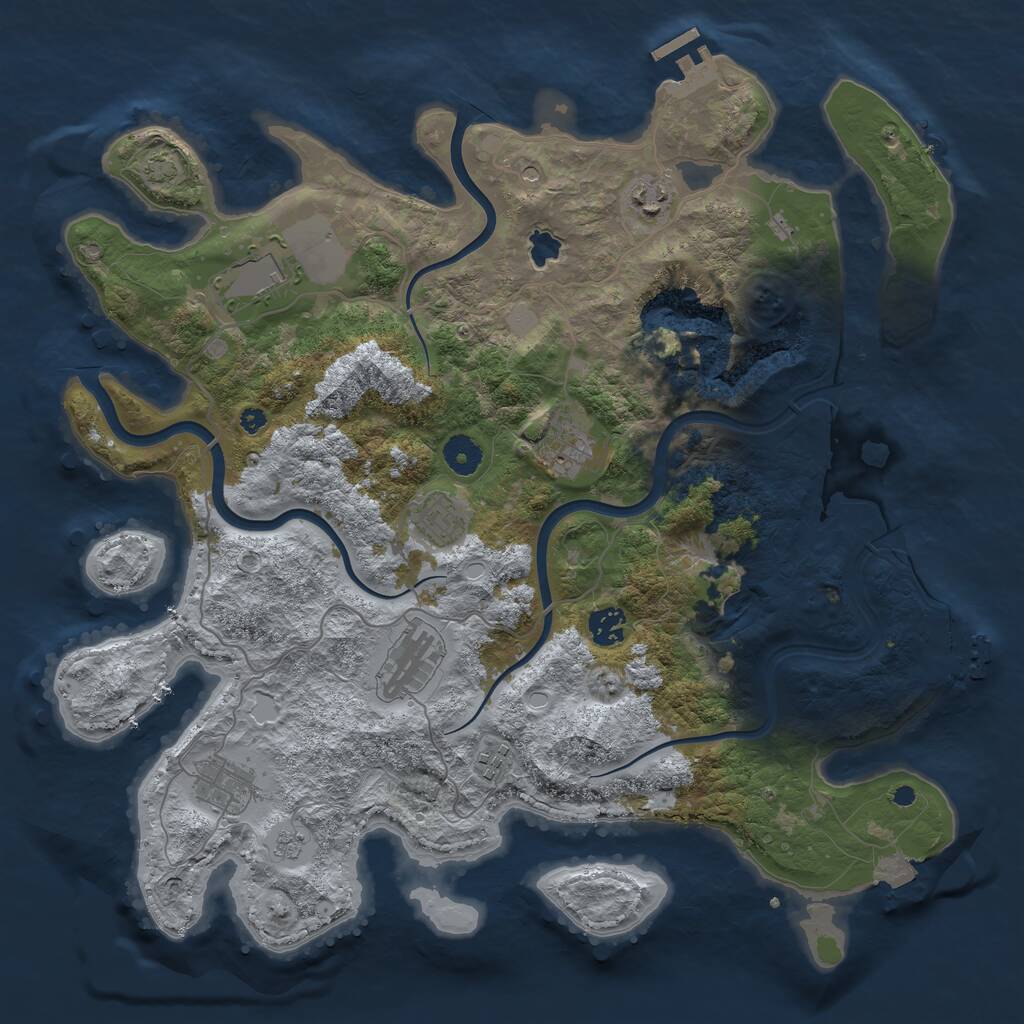 Rust Map: Procedural Map, Size: 4000, Seed: 611727, 14 Monuments