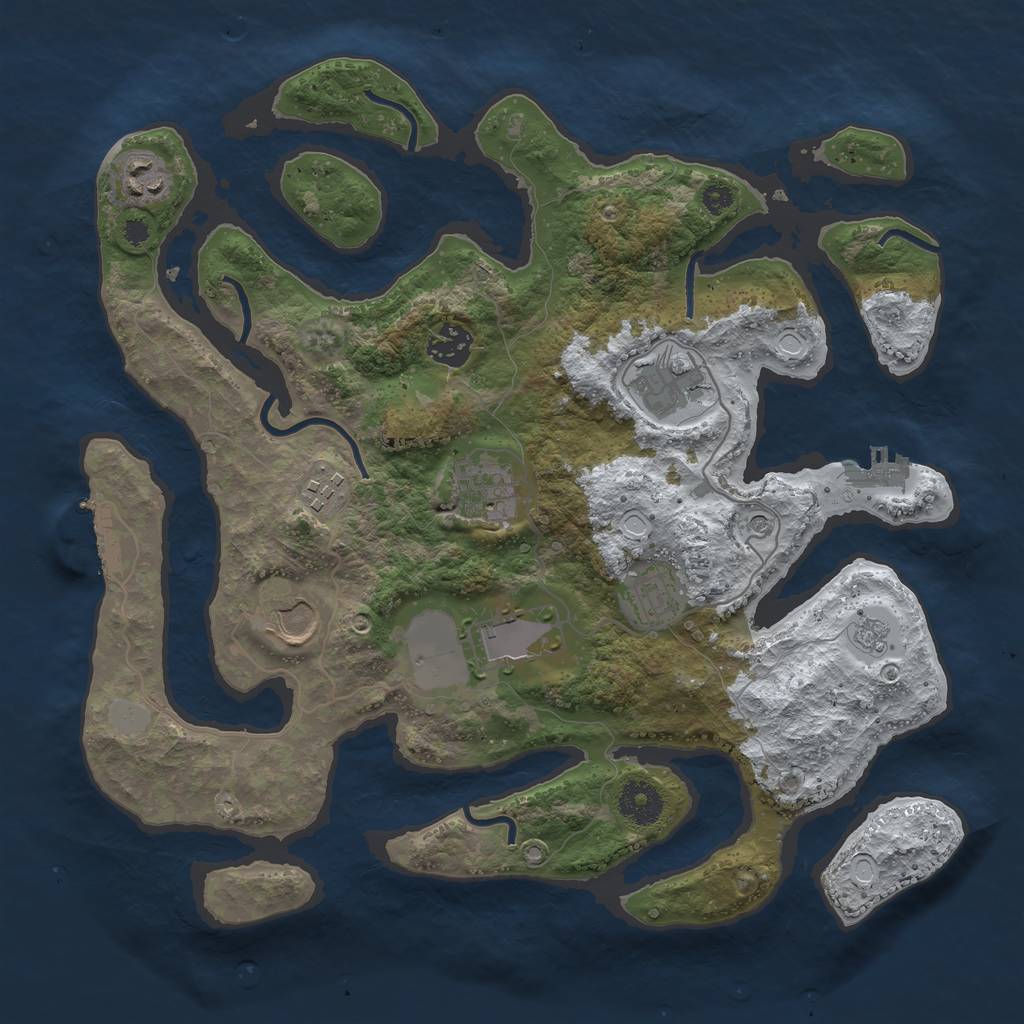 Rust Map: Procedural Map, Size: 3500, Seed: 1389721, 17 Monuments