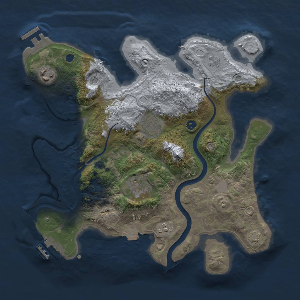 Rust Map: Procedural Map, Size: 3000, Seed: 627555, 10 Monuments